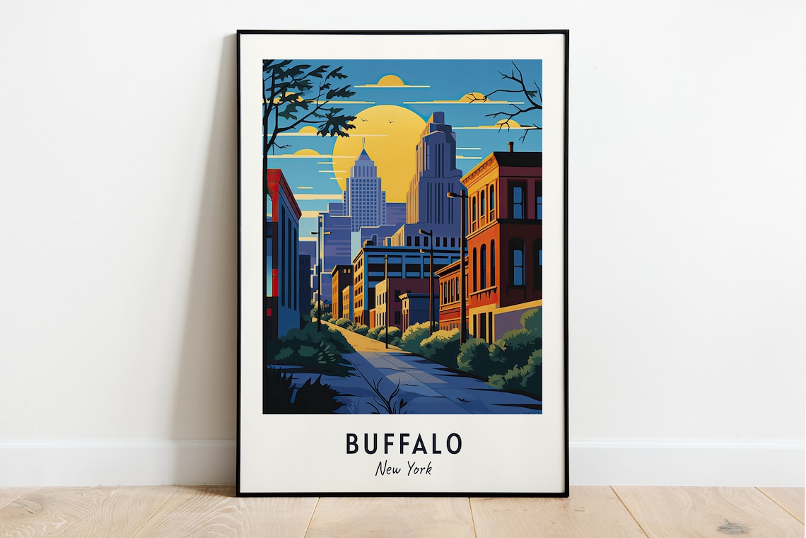 Buffalo New York Travel Poster, City Gift Print