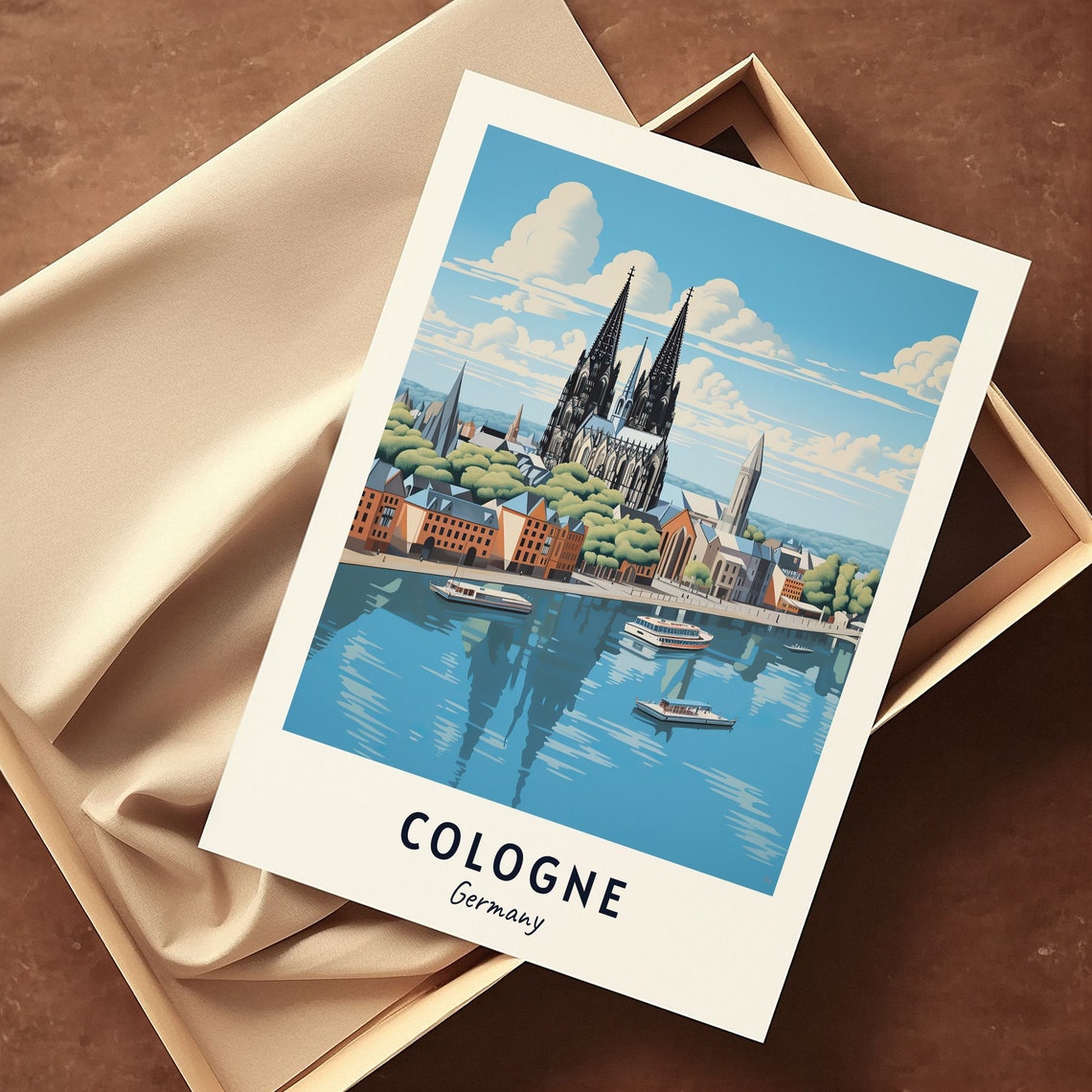 Cologne Germany Cathedral Riverfront Twin Spires Travel Poster - Image 3