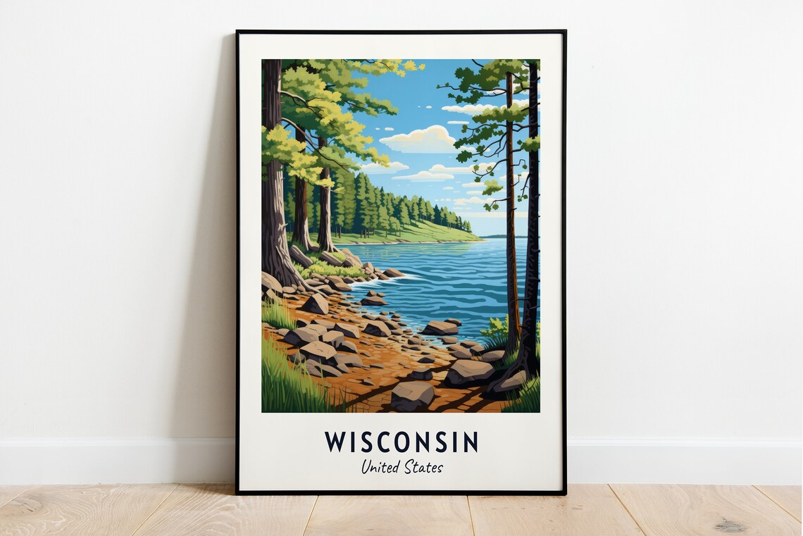 Wisconsin Travel Poster, United States City Gift