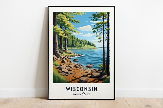Wisconsin Travel Poster, United States City Gift