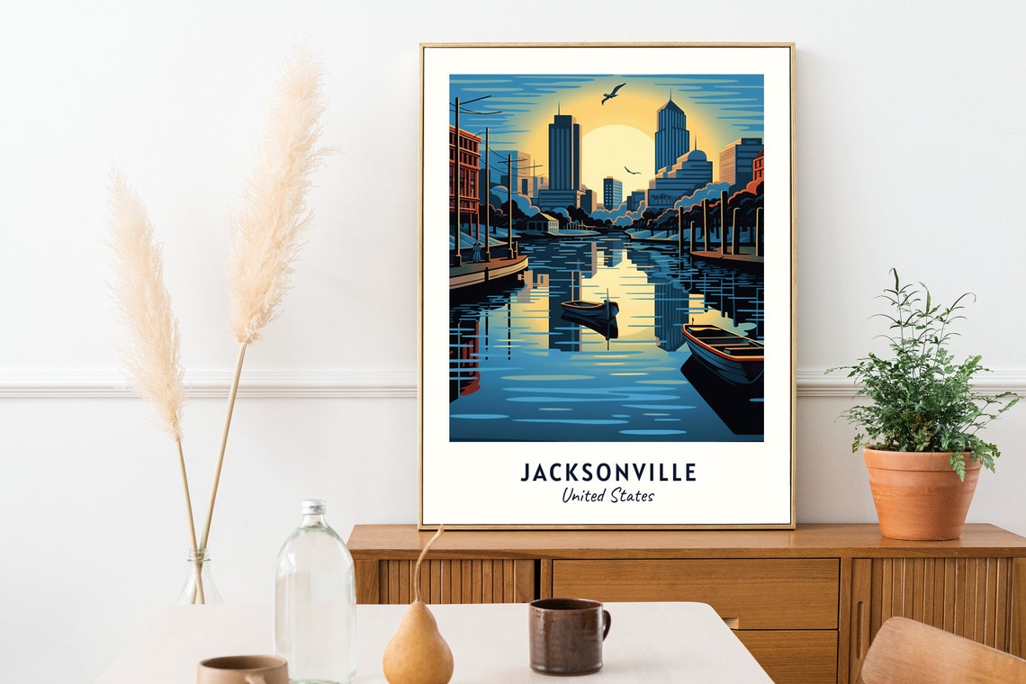 Jacksonville Travel Print Wall Art Jacksonville United States City Print Jacksonville Travel Gift Jacksonville City Poster Travel Gift - Image 2
