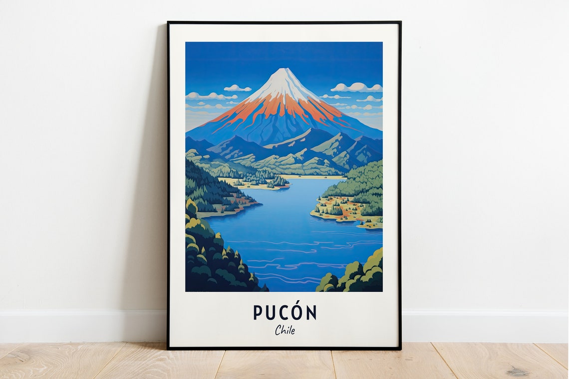 Villarrica Volcano Travel Print Wall Art Pucn Chile City Print Villarrica Volcano Travel Gift Villarrica Volcano Poster Travel Gift