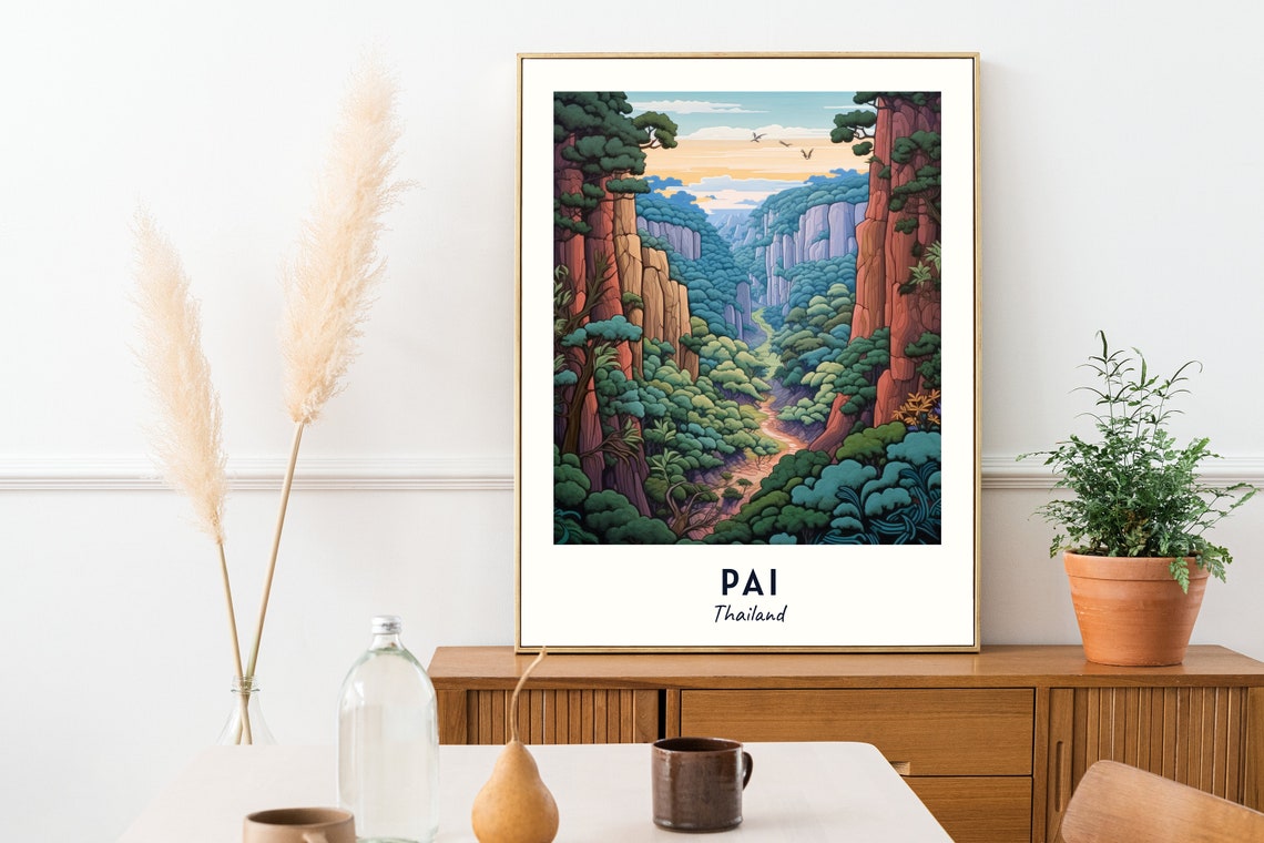 Pai Canyon Red Rock Cliffs Gorge Dramatic Thailand Travel Poster - Image 2