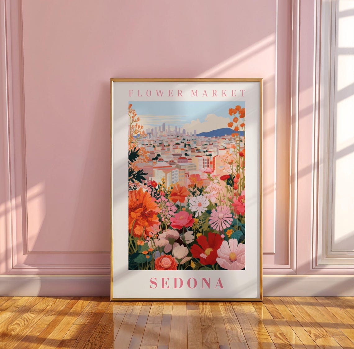 Sedona Flower Market Poster Wall Decor United States Floral Illustration Botanical Gallery Wall Art Gift For Friend Travel Poster - Image 3