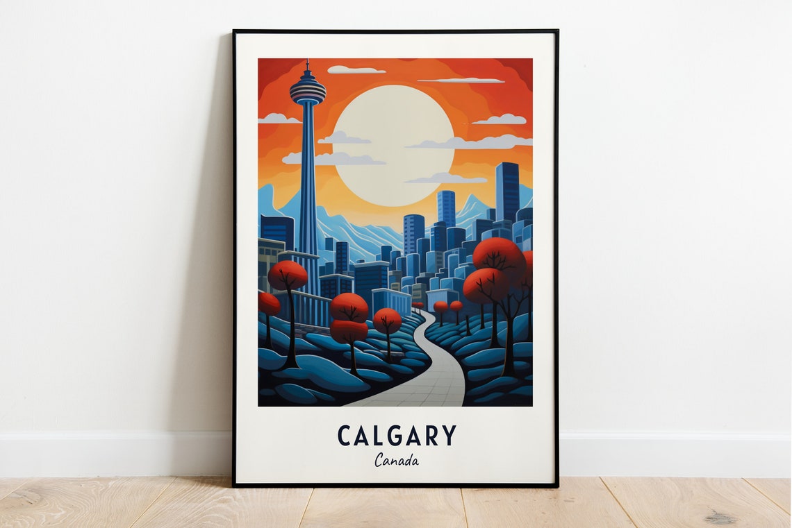 Autumn Sunset over the Downtown Calgary Skyline Canada Poster