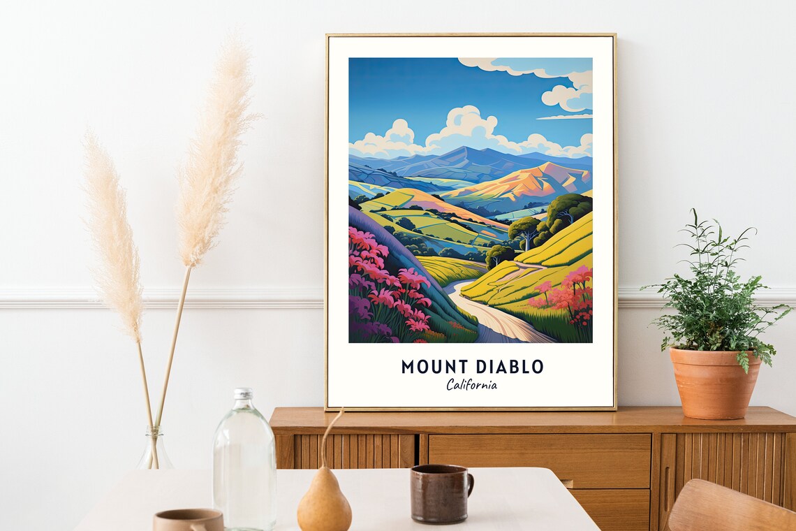 Mount Diablo California Rolling Golden Hills Road Travel Poster - Image 2