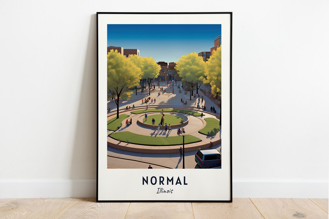 Normal Illinois Circular Plaza Park Green Space Downtown Travel Poster