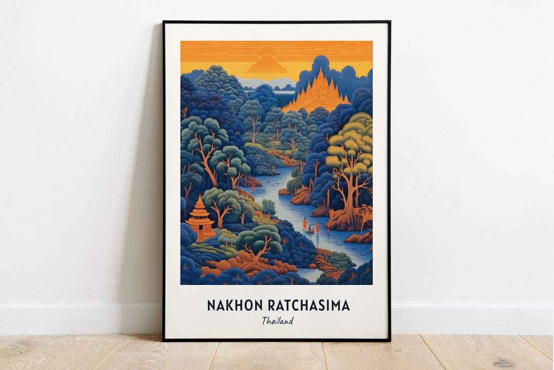 Nakhon Ratchasima Thailand Jungle River Sunset Temple Poster