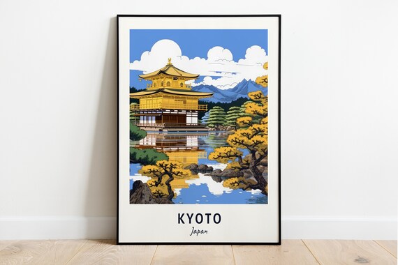 Kinkaku Ji Golden Pavilion Kyoto Japan Autumn Pond Travel Poster