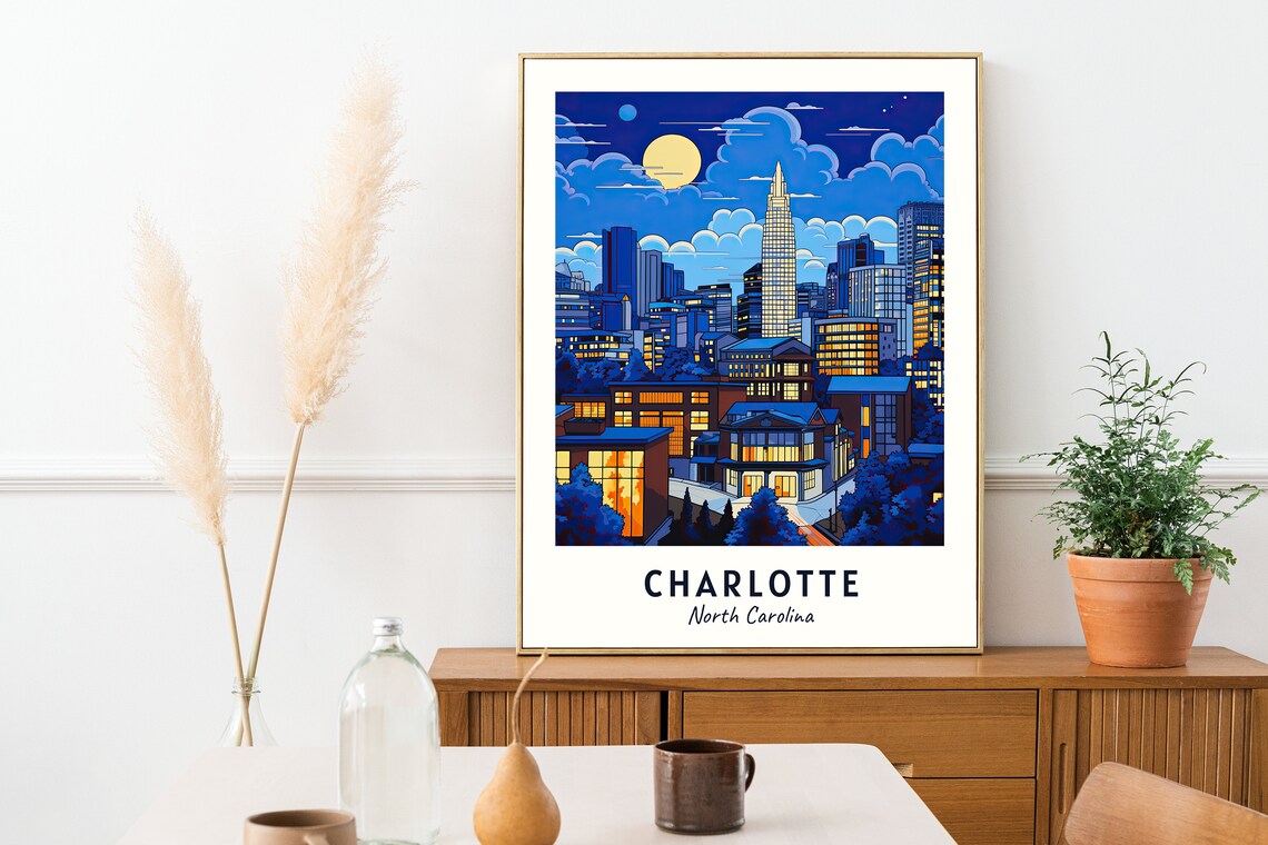 Charlotte North Carolina Travel Poster, City Print - Image 2