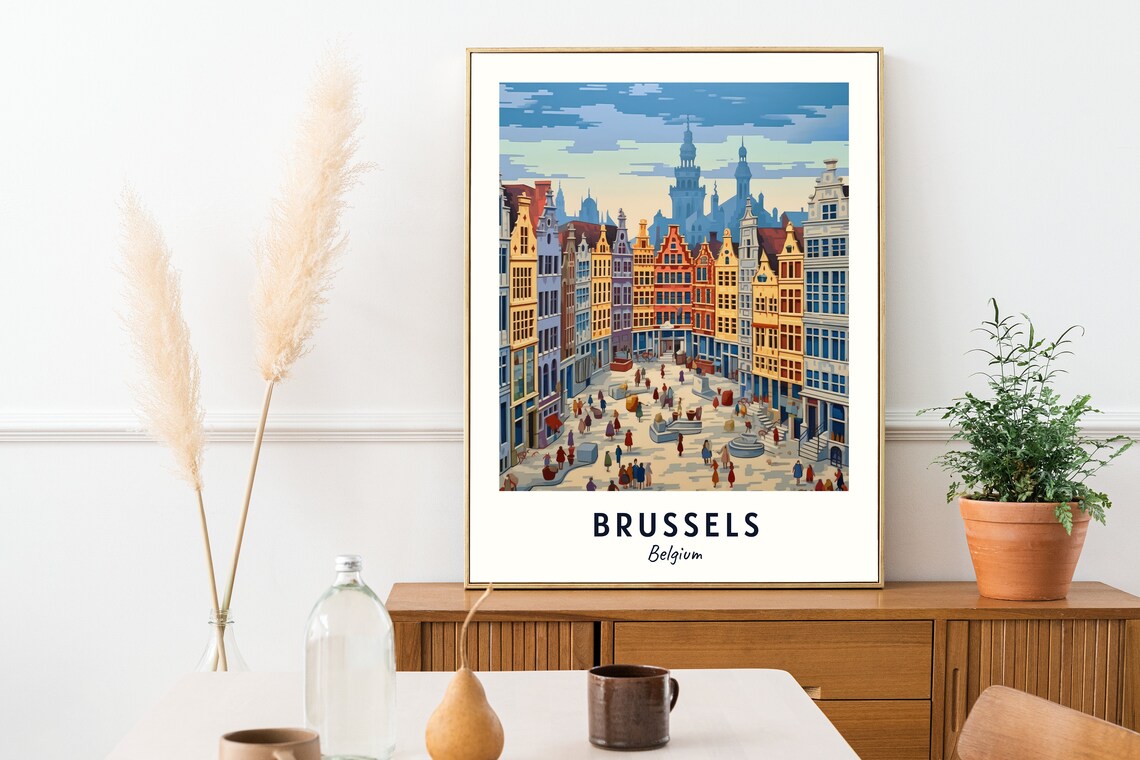 Brussels Belgium Travel Poster, City Travel Gift - Image 2