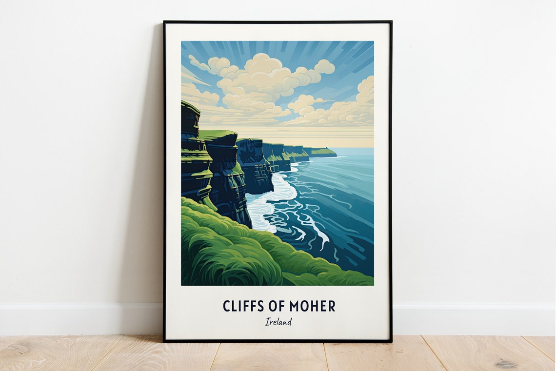 Cliffs Of Moher Ireland Dramatic Sea Cliffs Vintage Travel Poster