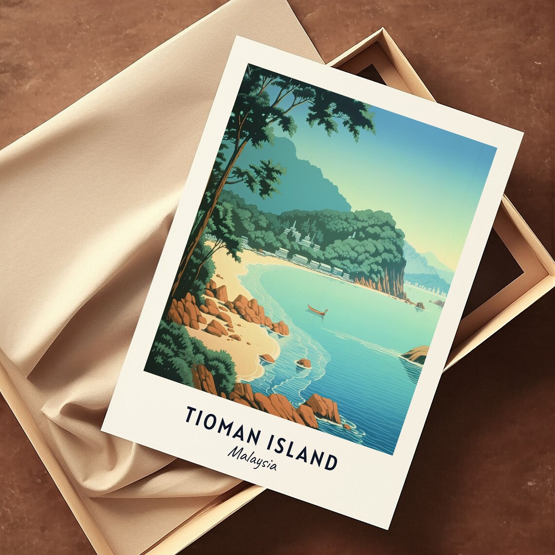 Tioman Island Malaysia Tropical Beach Rocky Cove Travel Poster - Image 3