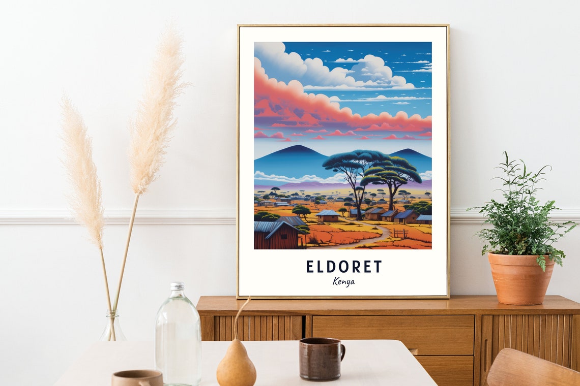 Eldoret Kenya Savanna Village Acacia Mountains Scenic Poster - Image 2