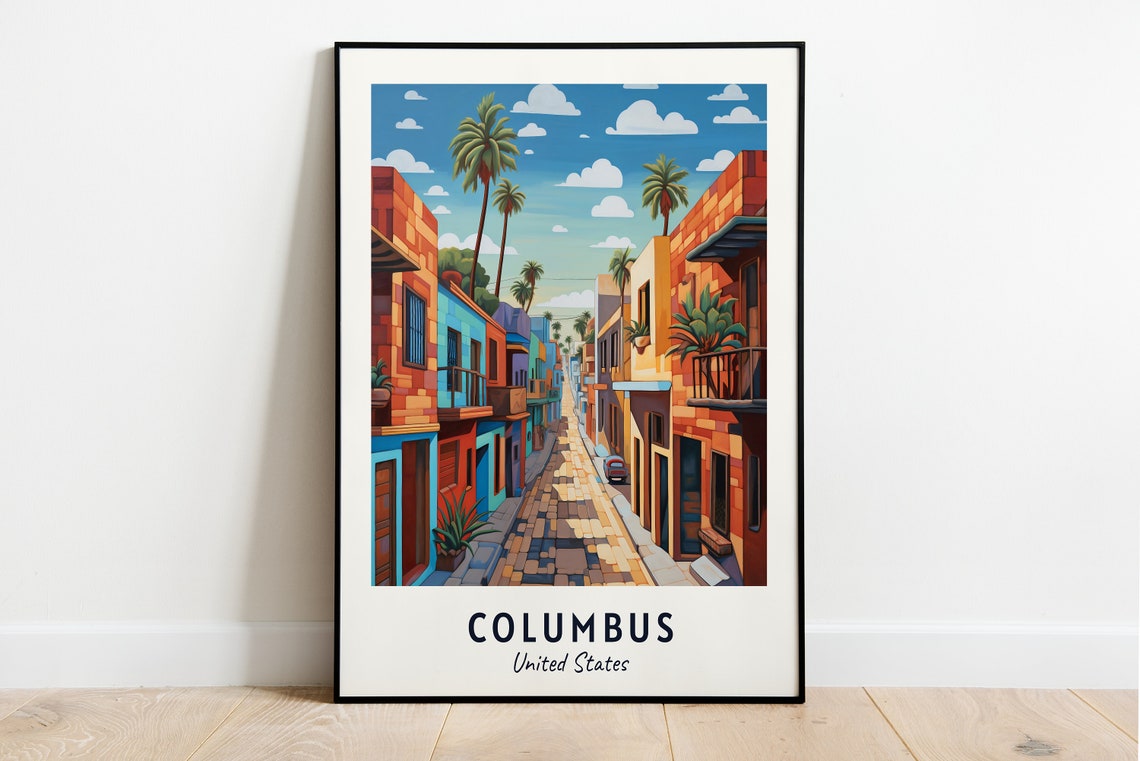 Columbus Travel Print Wall Art Columbus United States City Print Columbus Travel Gift Columbus City Poster Wall Art