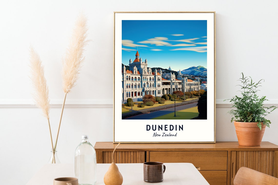 Dunedin New Zealand Historic Railway Station Morning View Poster - Image 2