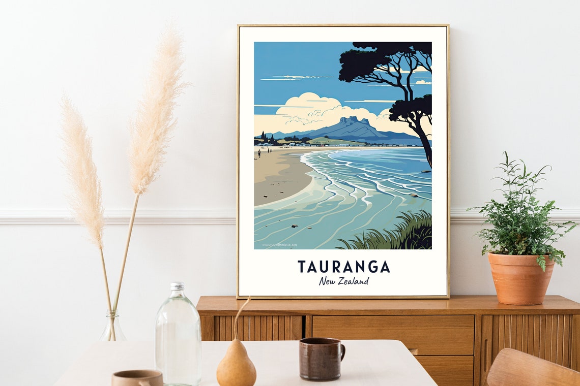 Tauranga New Zealand Sandy Beach Mount Maunganui Waves Poster - Image 2