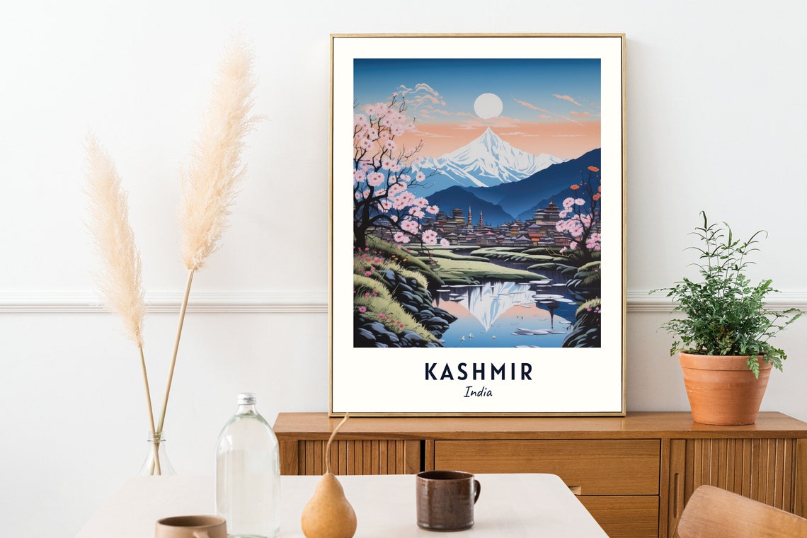 Kashmir India Himalayan Snow Peak Blossom Valley Spring Poster - Image 2