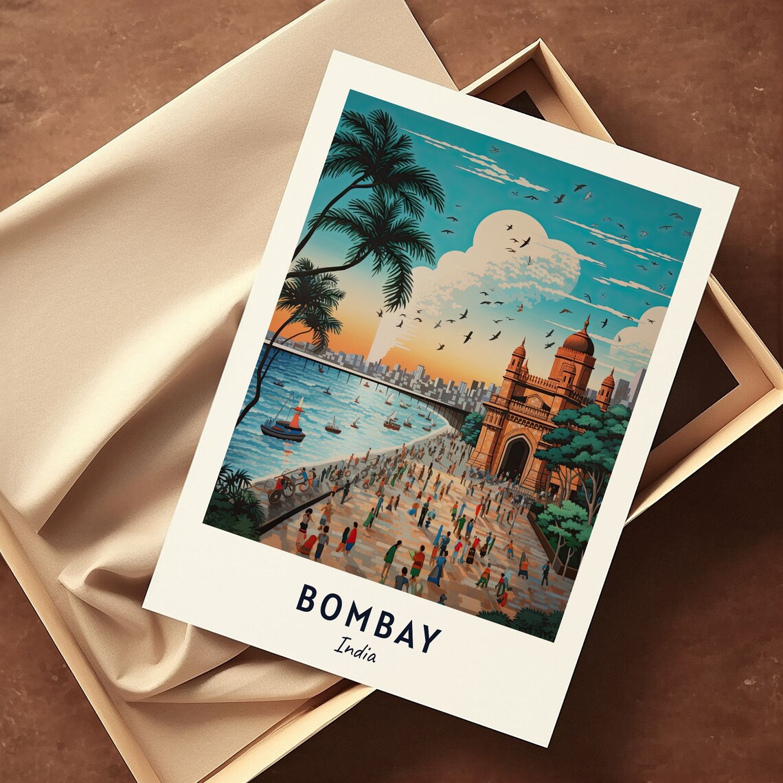 Bombay India Gateway of India Waterfront Crowd Promenade Day Poster - Image 3