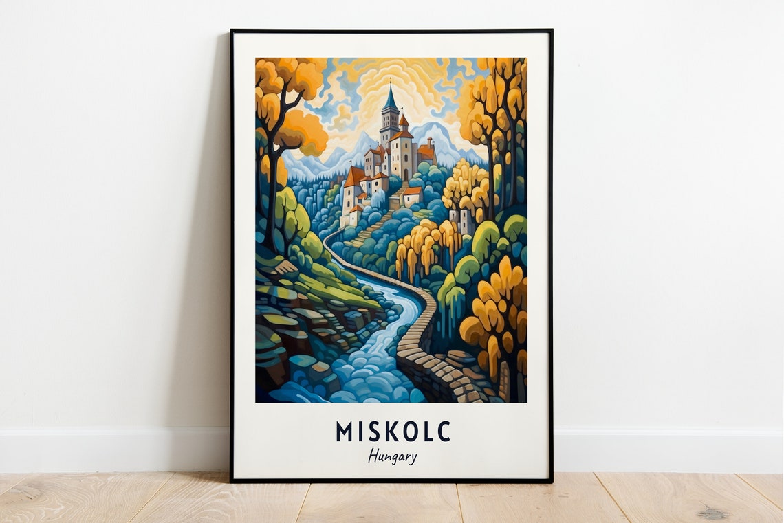 Miskolc Hungary Autumn Castle Forest Hills Art Travel Poster