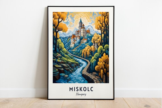 Miskolc Hungary Autumn Castle Forest Hills Art Travel Poster