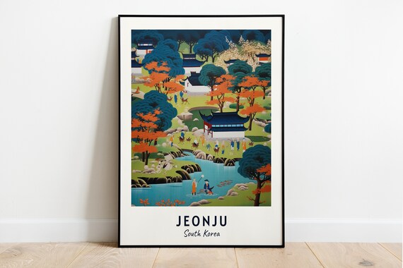 Jeonju South Korea Traditional Hanok Garden And Lotus Pond Poster