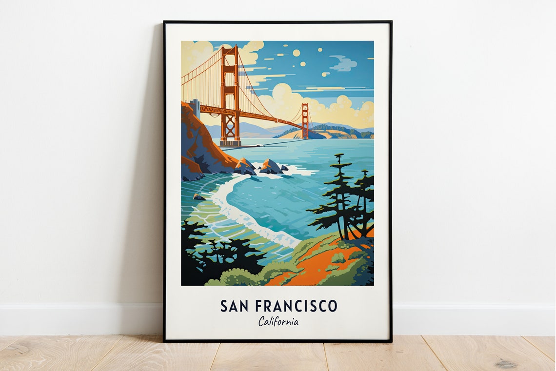 San Francisco California Golden Gate Bridge Coastal Cliffs Poster