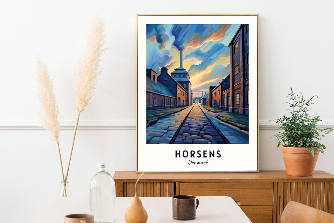 Old Industrial Buildings with Smoking Chimney Horsens Denmark Poster - Image 2