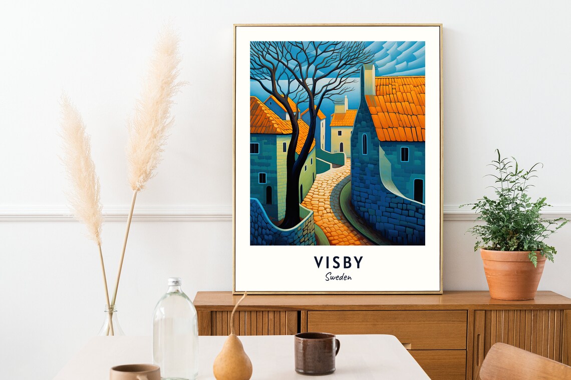 Visby City Wall Travel Poster, Sweden City Print - Image 2