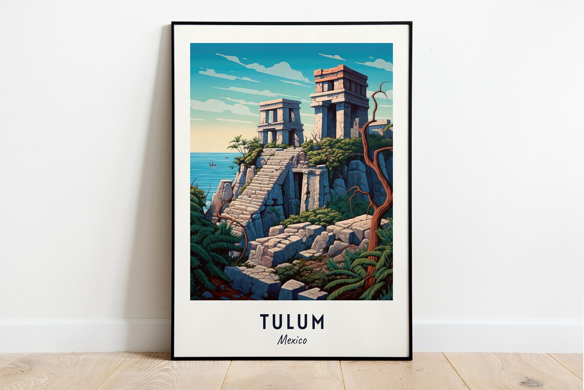 Tulum Ruins Travel Poster, Mexico City Print