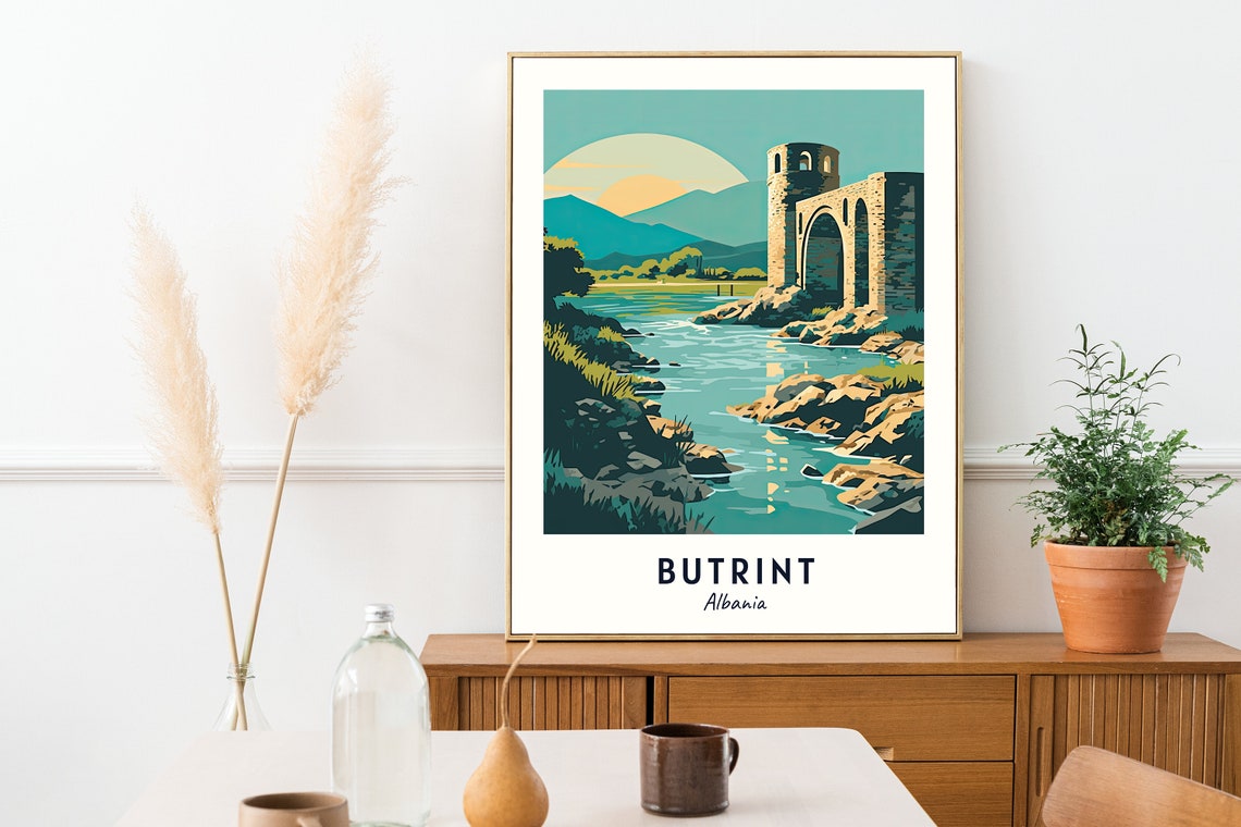 Butrint Albania Ancient Stone Ruin By River At Sunset Poster - Image 2