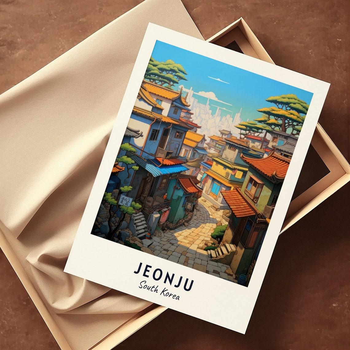 Hanok Village Travel Print Wall Art Jeonju South Korea City Print Hanok Village Travel Gift Hanok Village Poster - Image 3