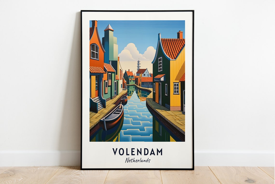 Fishing Village Travel Print Wall Art Volendam Netherlands City Print Fishing Village Travel Gift Fishing Village Poster Travel Gift