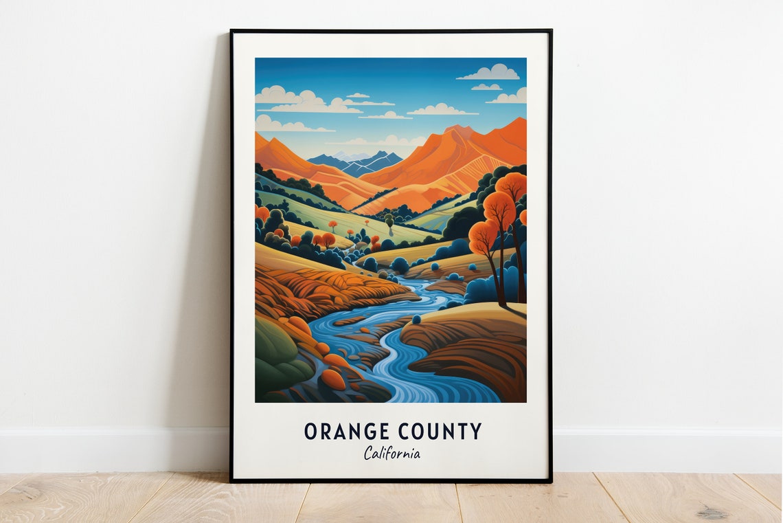 Orange County California Canyon River Landscape Travel Poster