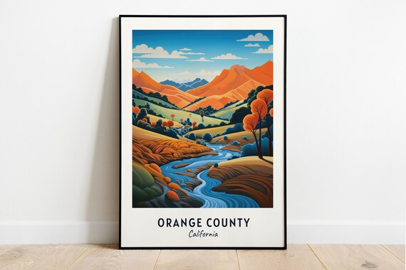 Orange County California Canyon River Landscape Travel Poster