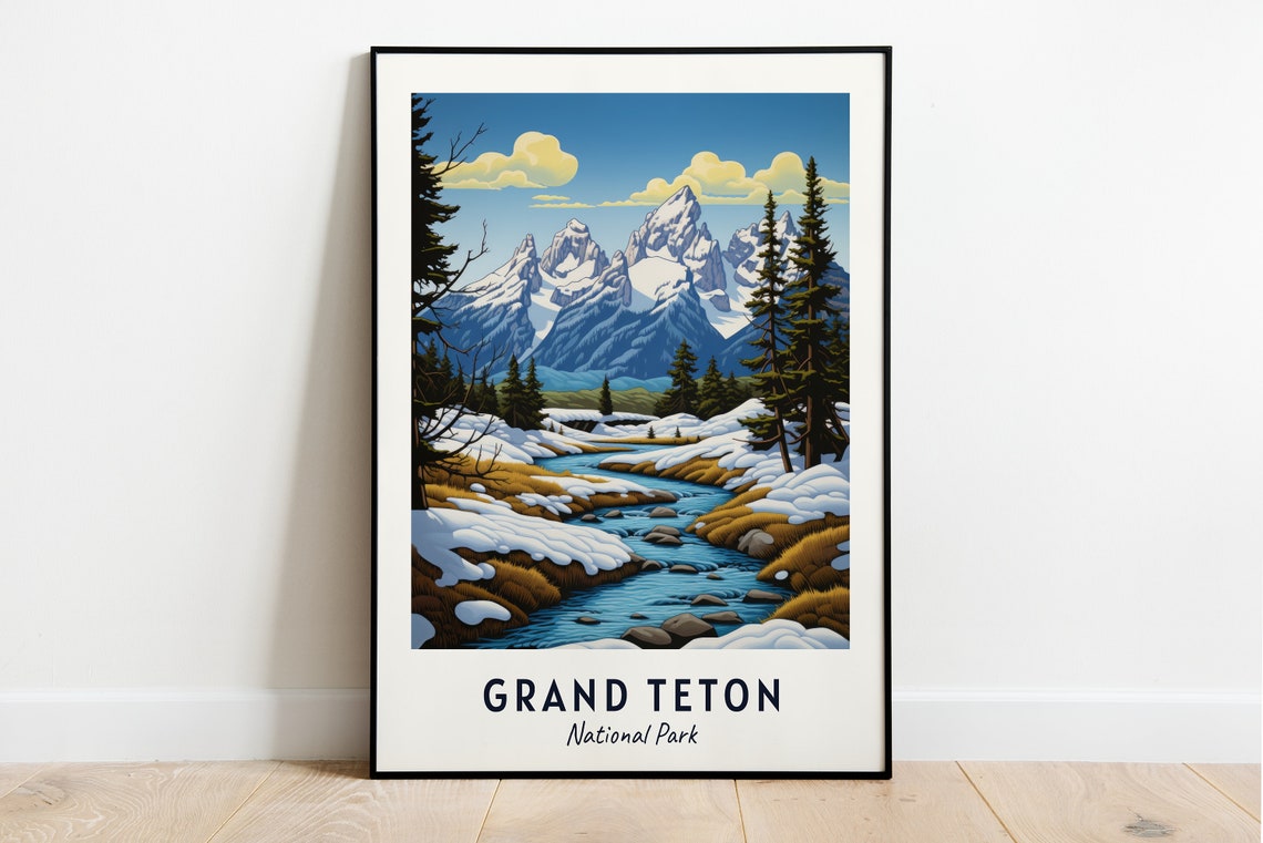 Grand Teton National Park Travel Print Wall Art Grand Teton National Park City Print Grand Teton National Park Travel Gift Wall Art