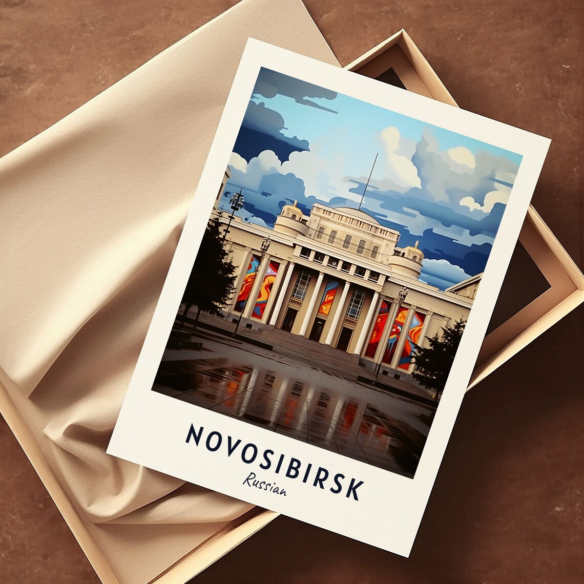 Novosibirsk Grand Opera House Wet Plaza Russia Travel Poster - Image 3