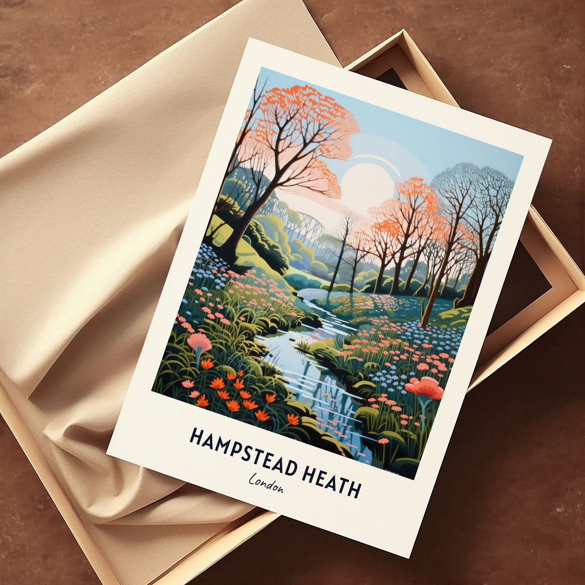 Hampstead Heath London Woodland Stream Vintage Travel Poster - Image 3