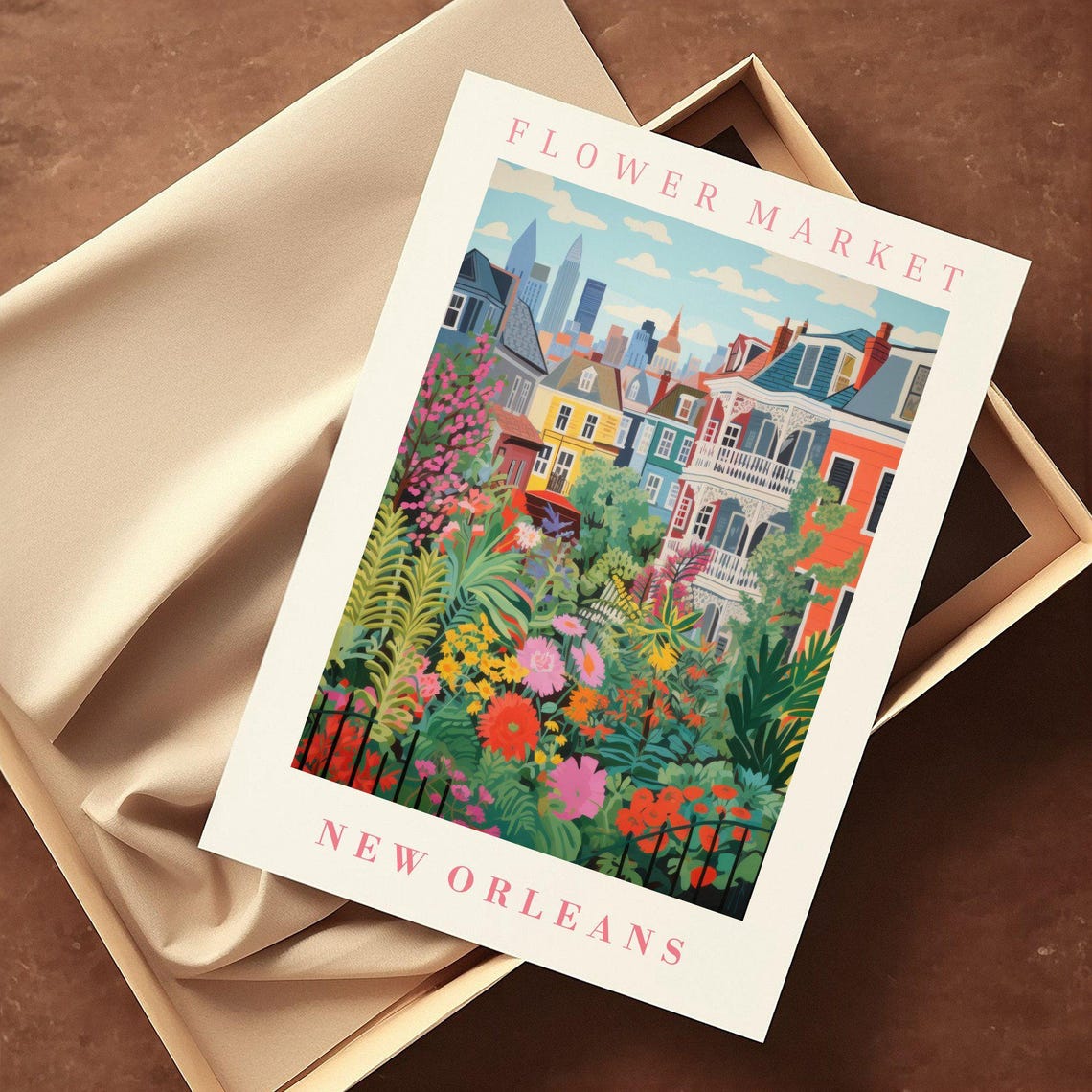 New Orleans Flower Market Poster Wall Decor United States Floral Illustration Botanical Gallery Wall Art Gift For Friend Travel Poster - Image 2