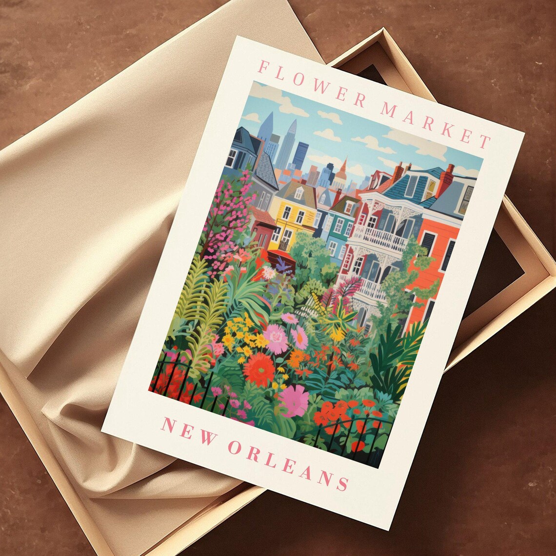 New Orleans Flower Market Poster with French Quarter Creole Garden - Image 2