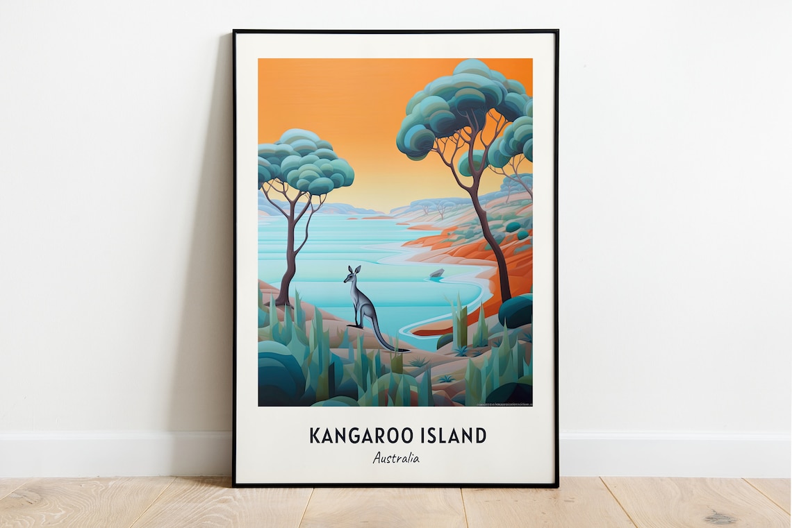 Kangaroo Island Travel Poster, Australia Wall Art