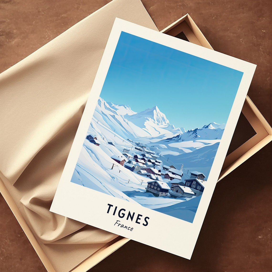 Tignes France Village Beneath the Towering Glacier Peak Poster - Image 3