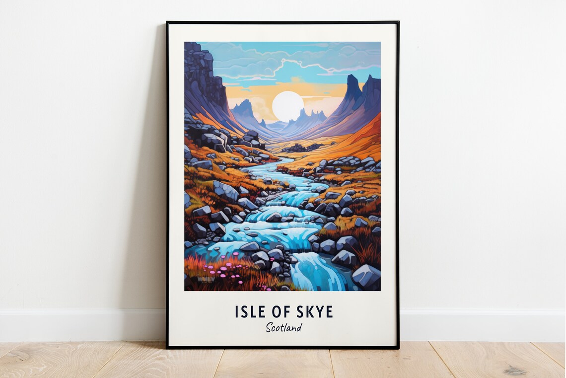 Fairy Pools Travel Poster, Isle of Skye Scotland