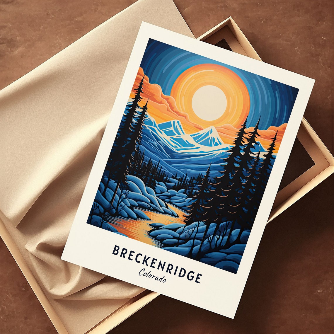 Breckenridge Colorado Mountain Sunset Over Snowy Peaks Poster - Image 3