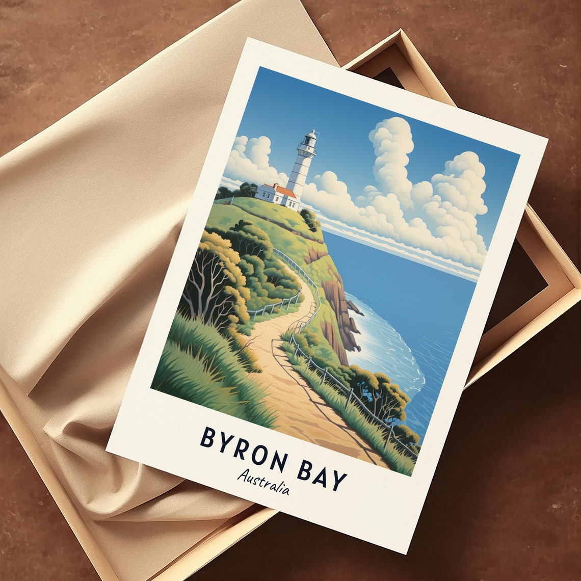 Byron Bay Australia Cape Byron Lighthouse On The Cliffs Travel Poster - Image 3