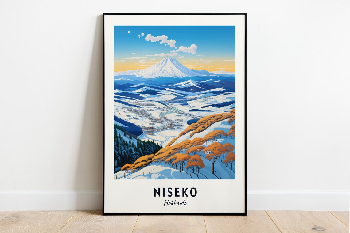 Niseko Hokkaido Snowy Mountain Ski Slopes Winter Travel Poster