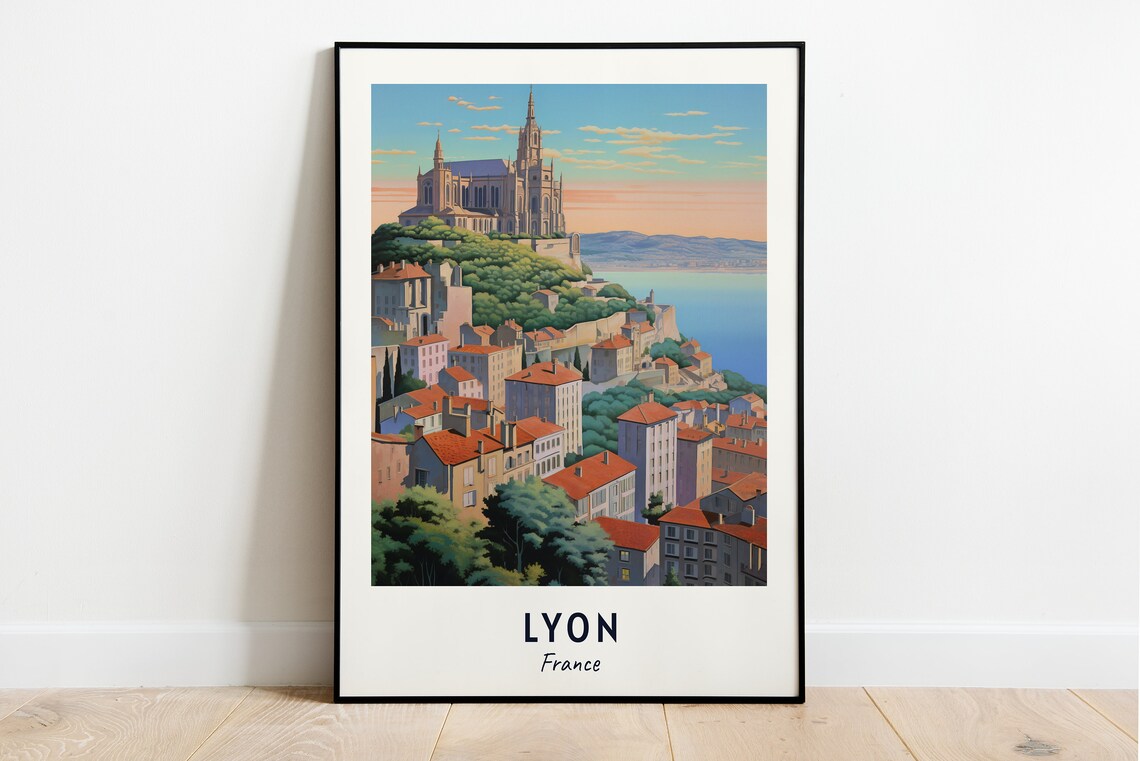 Lyon France Travel Poster, City Art Print