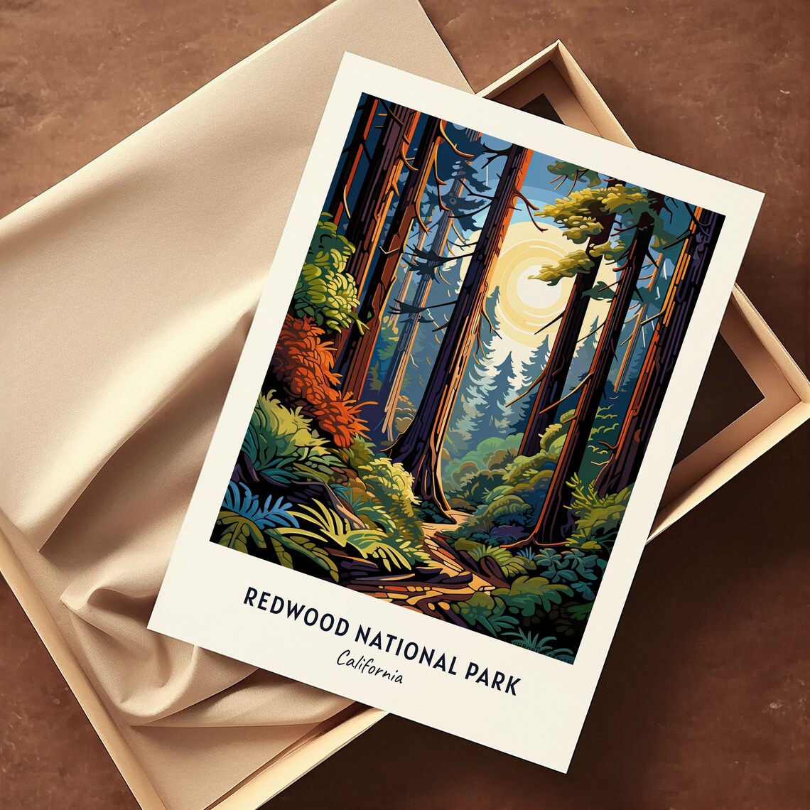 Redwood National Park California Sunset Forest Vintage Travel Poster - Image 3