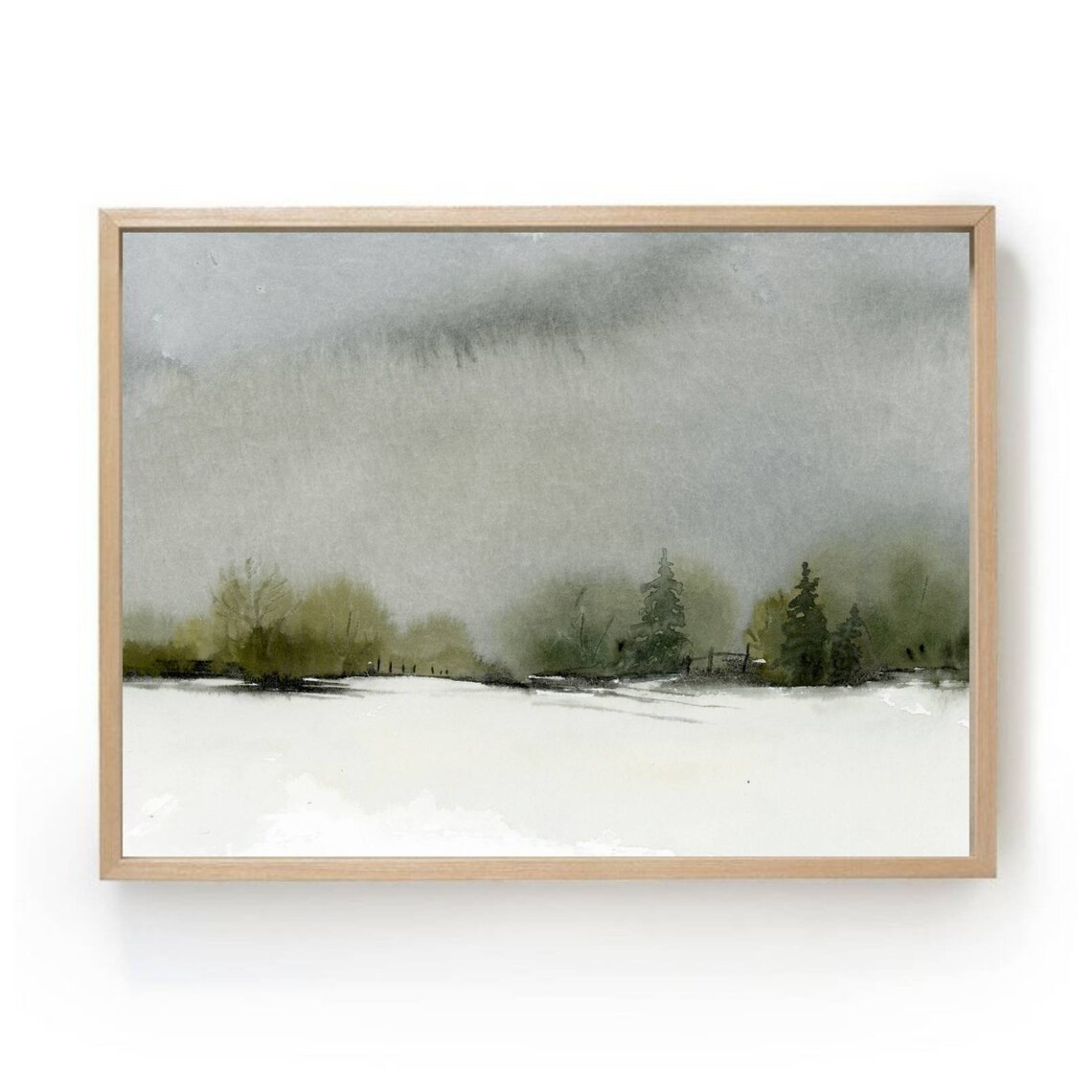 Watercolor Winter Landscape Minimalist Art Print