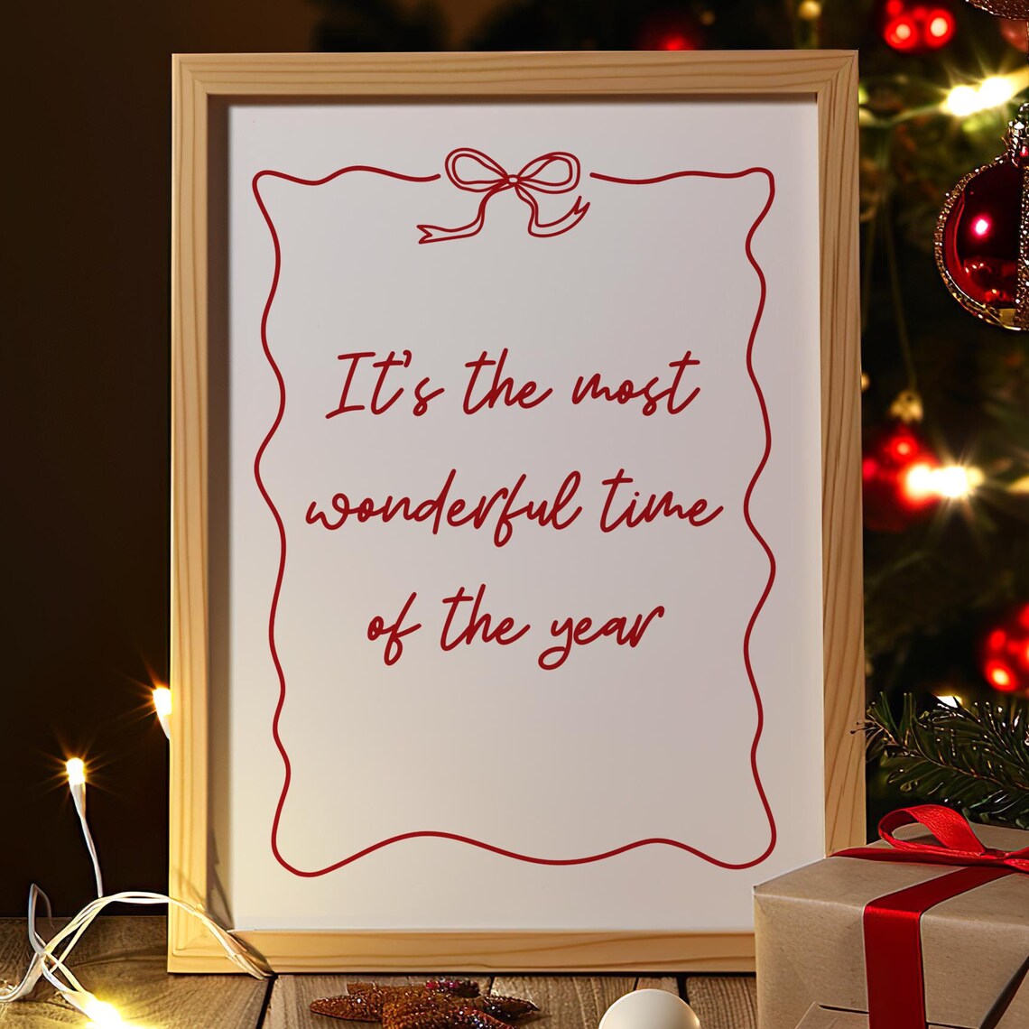 Minimalist Red Christmas Quote Art Print - Image 3